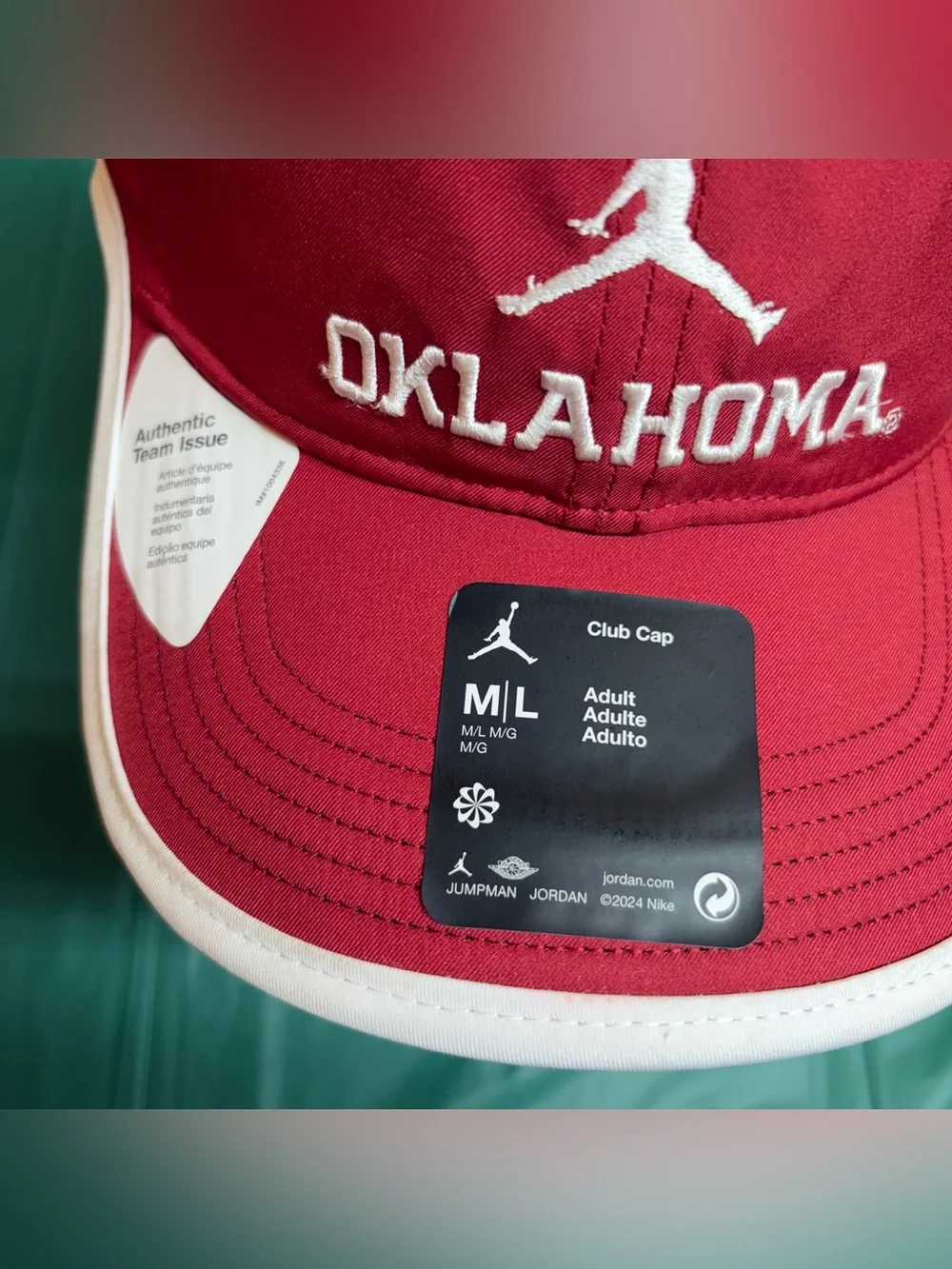 Oklahoma Sooners Jordan Hat Cap Dri-FIT Strapback Hat M/L NWT! Nike Running